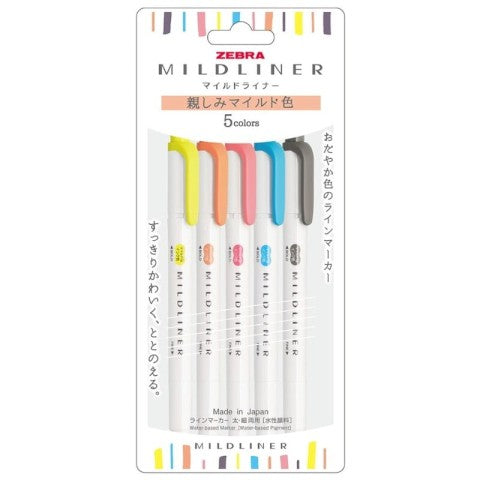 Zebra - Mildliner - Double Sided Highlighter - 5 Color Set N