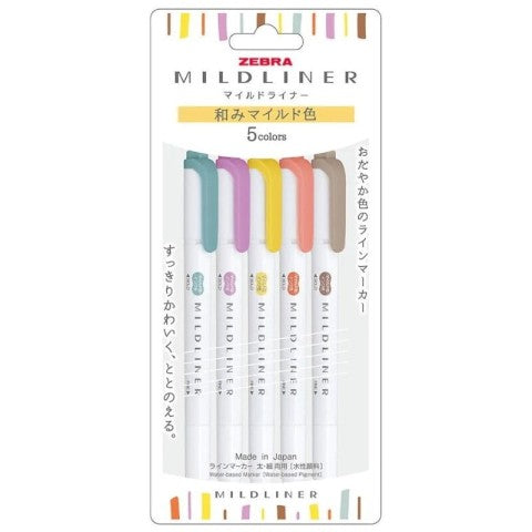 Zebra - Mildliner - Double Sided Highlighter - 5 Color Set RC