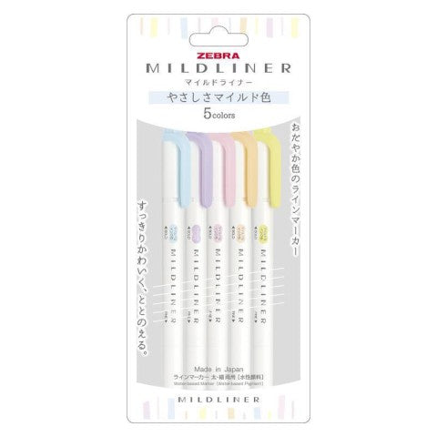 Zebra - Mildliner - Double Sided Highlighter - 5 Color Set YC